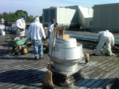Crew installing a new roof